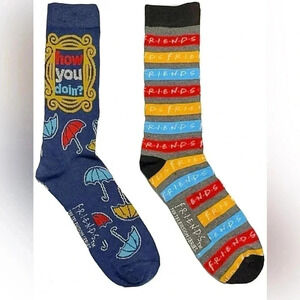 FRIENDS TV SHOW MEN'S 2 PAIR SOCKS 'HOW YOU DOIN'  Shoe Size 6-12